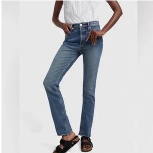 NWT RE/DONE Redone Double Needle Long Straight Denim Jeans Mid 80’s 80s Wash